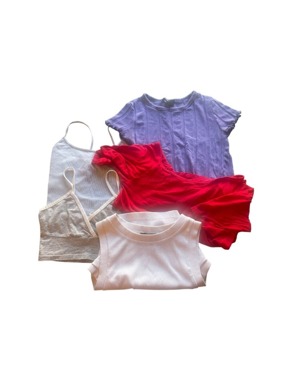 5‑Piece Crop Top & Tee Bundle – Forever 21, Solid Basics, Casual Fit